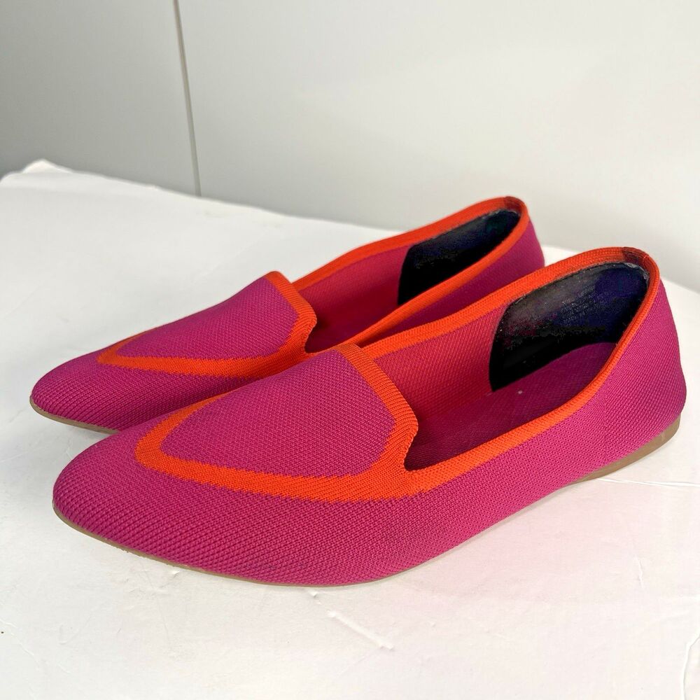 Birdies Blackbird Two Tone Slip On Flats Pink Orange Stretch Washable Size 10